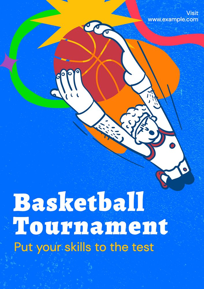 Basketball tournament poster template, editable text and design