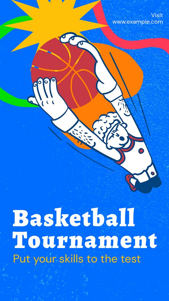 Basketball tournament Facebook story template, editable design