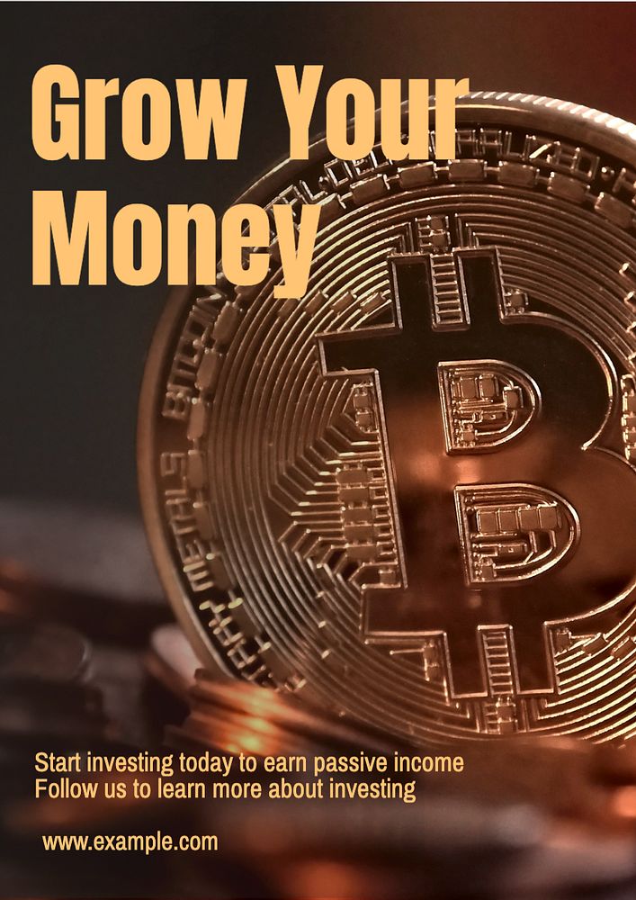 Grow your money  poster template, editable text and design