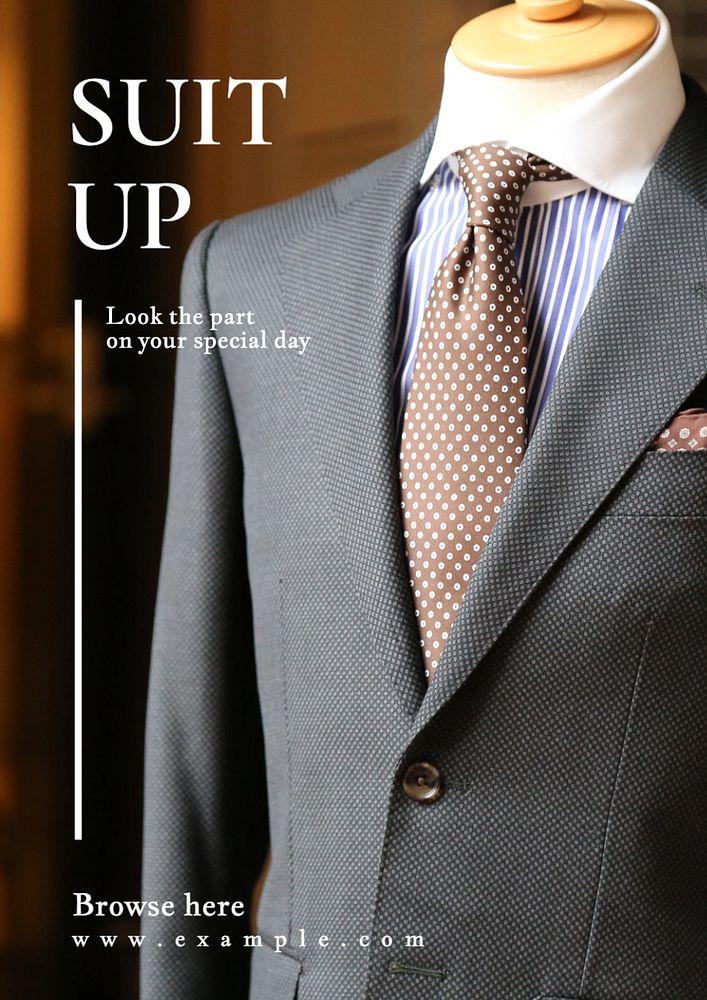 Suit up  poster template, editable text and design