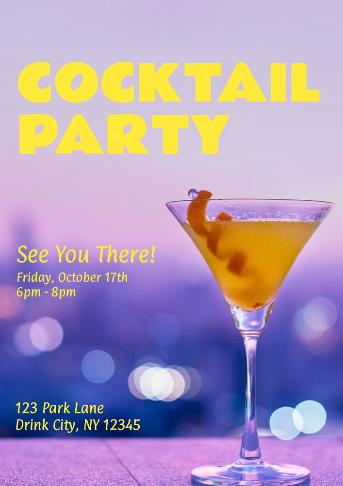 Cocktail party  poster template, editable text and design