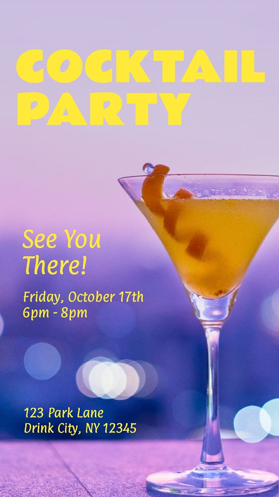 Cocktail party  Instagram story template, editable text