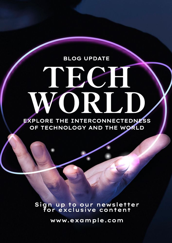 Tech world  poster template, editable text and design