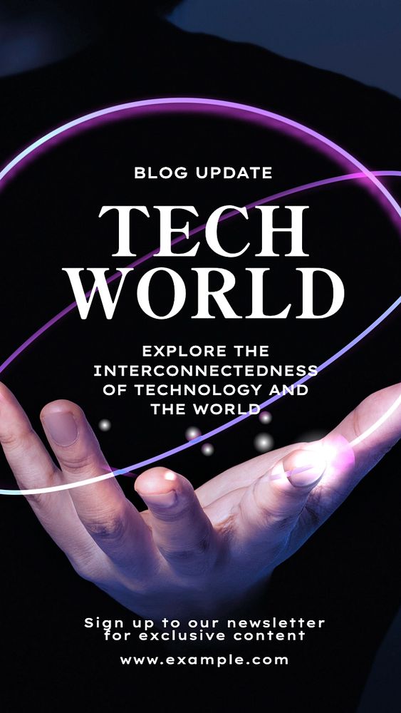 Tech world  Instagram story template, editable text