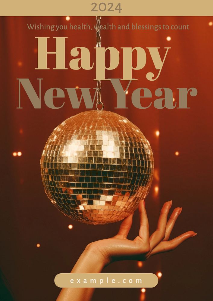 New year 2024 poster template, editable text and design