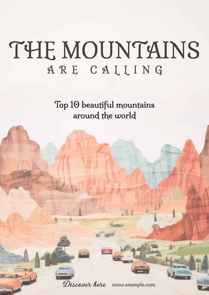 Mountains poster template, editable text and design