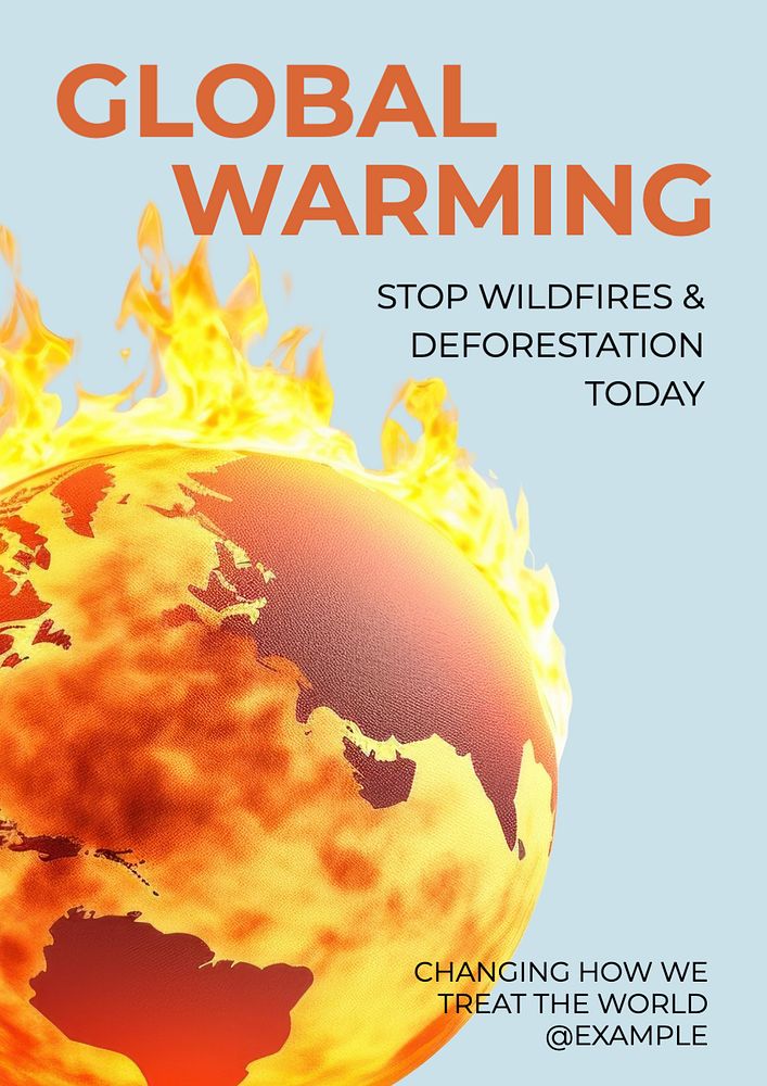 Global warming poster template, editable text and design