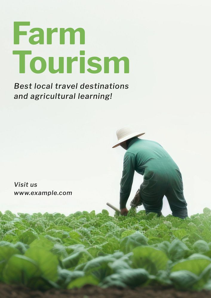 Farm tourism poster template, editable text and design