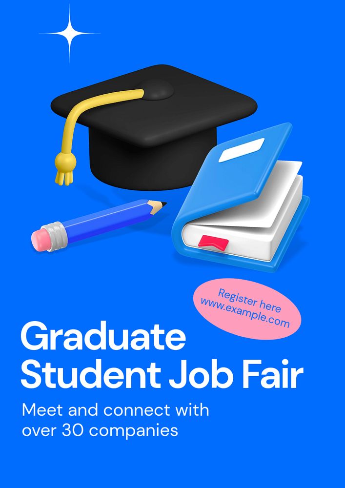 Graduate student job fair poster template, editable text and design