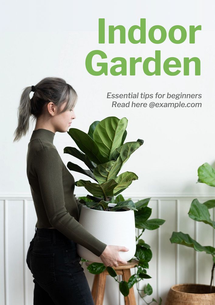 Indoor garden  poster template, editable text and design