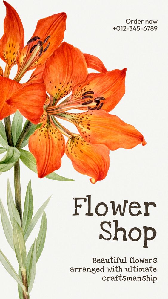 Flower shop  Instagram story template, editable text