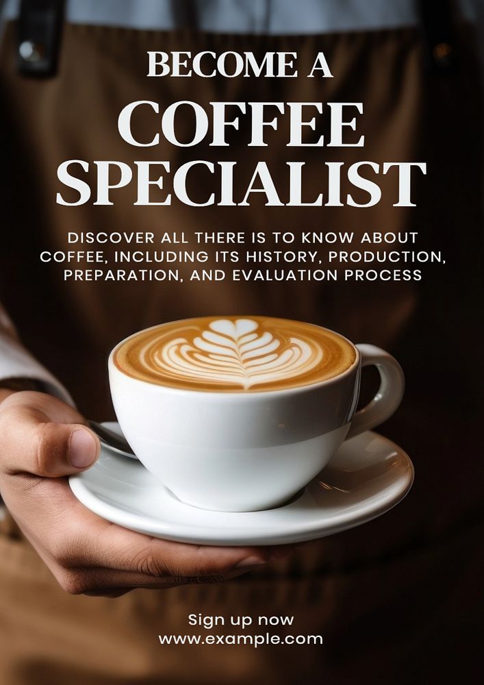 Coffee specialist poster template, editable text and design