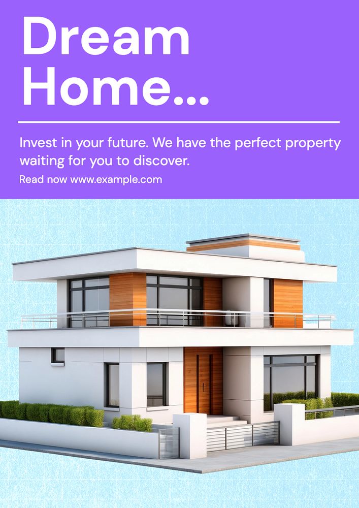 Dream home poster template, editable text and design