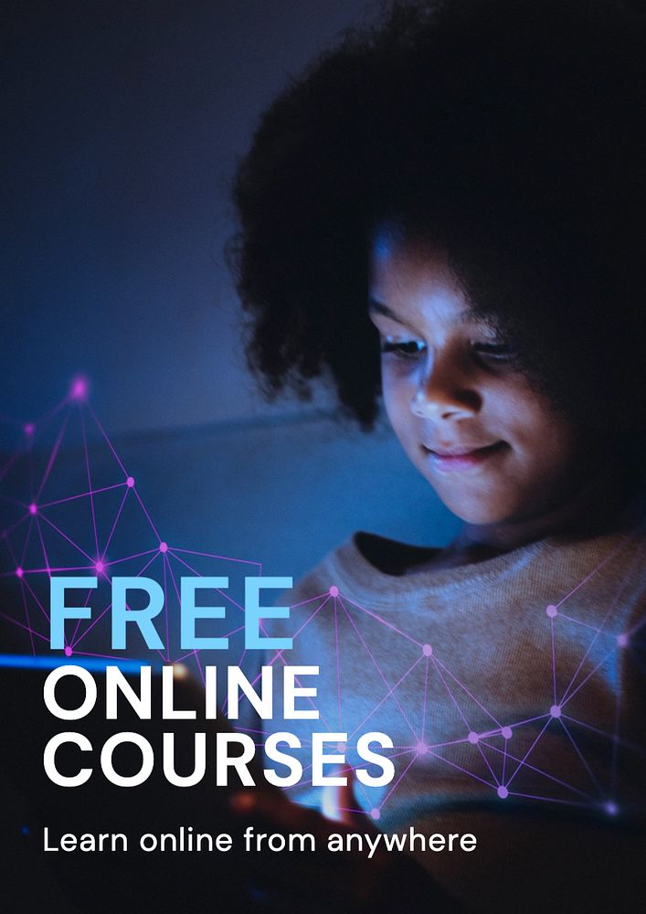 Free online courses  poster template, editable text and design