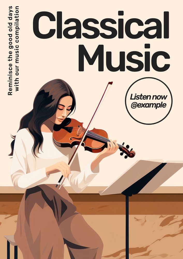 Classical music poster template, editable text and design