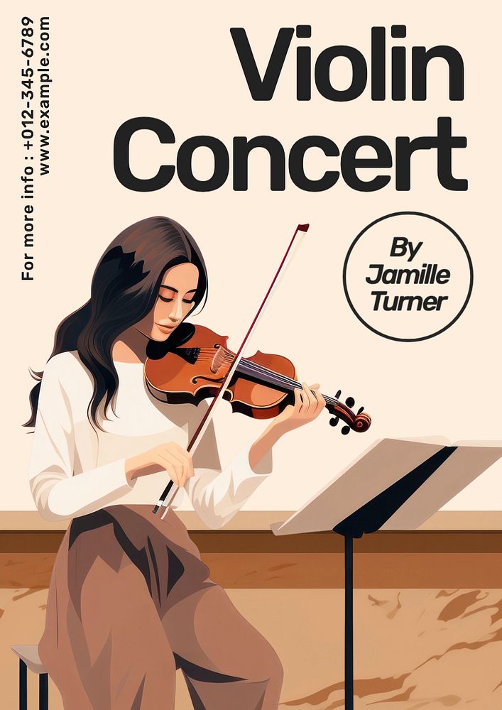 Violin concert poster template, editable text and design