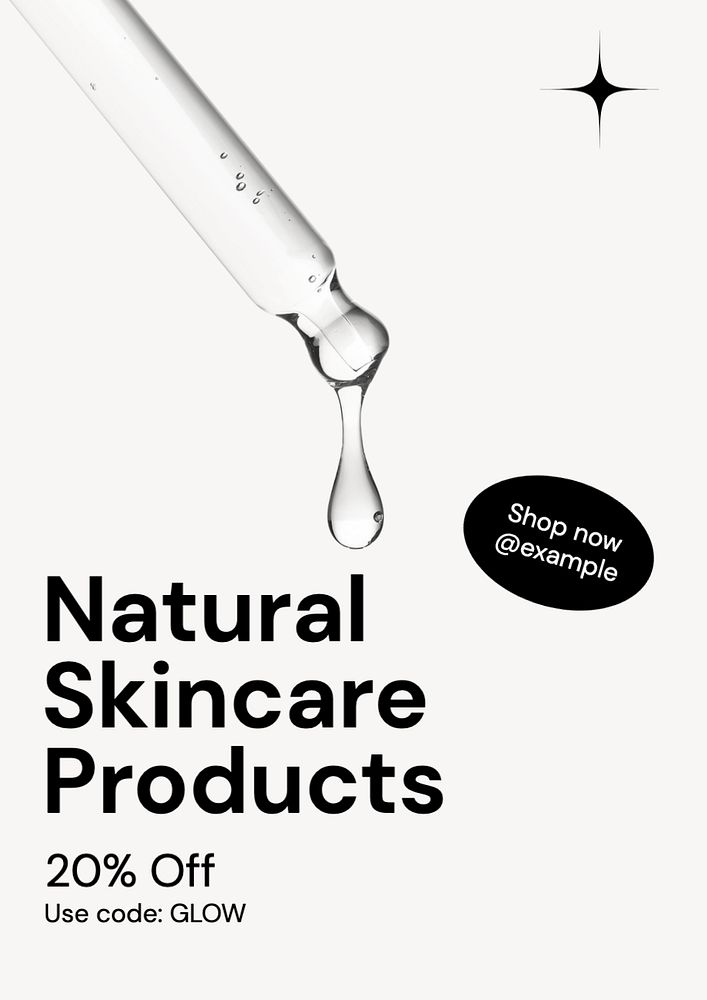 Skincare products poster template, editable text and design