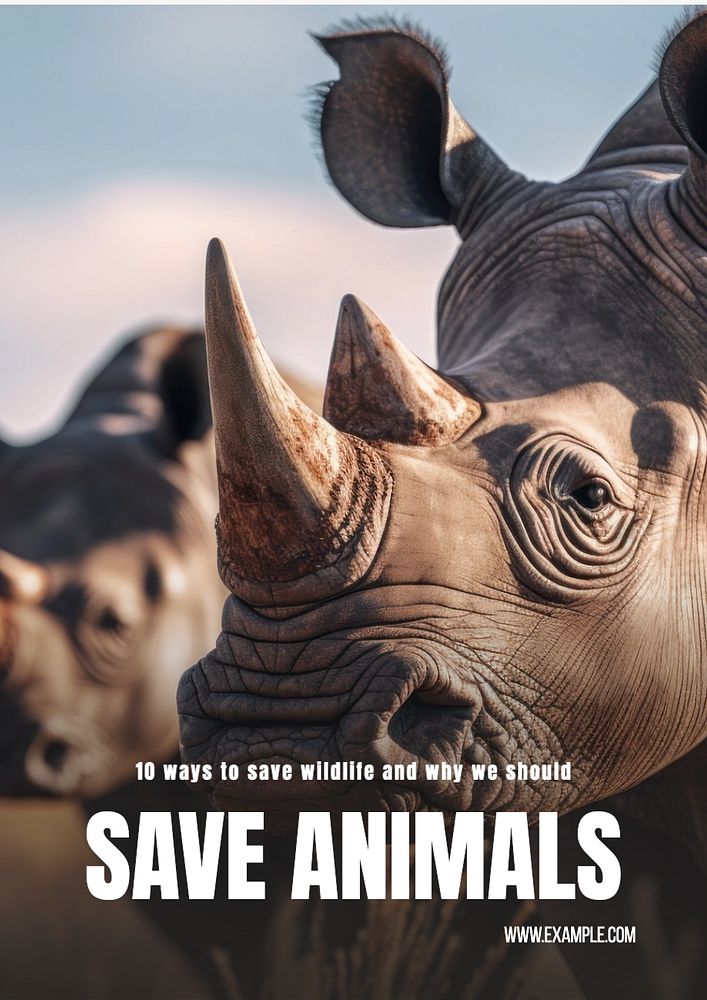 Save animals poster template, editable text and design