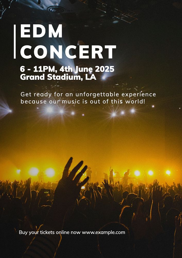 EDM concert  poster template, editable text and design