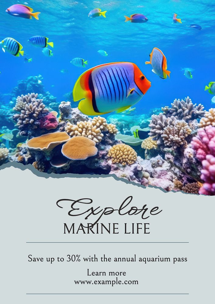 Explore marine life poster template, editable text and design