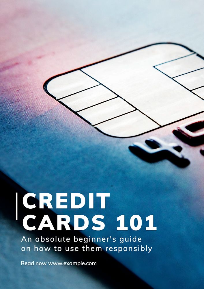 Credit card guide  poster template, editable text and design