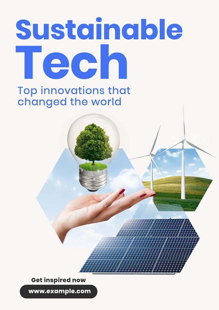 Sustainable tech poster template, editable text and design