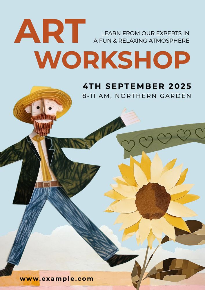 Art workshop poster template, editable text and design