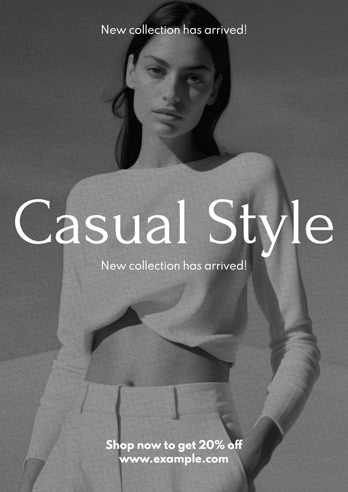 Casual fashion poster template, editable text and design