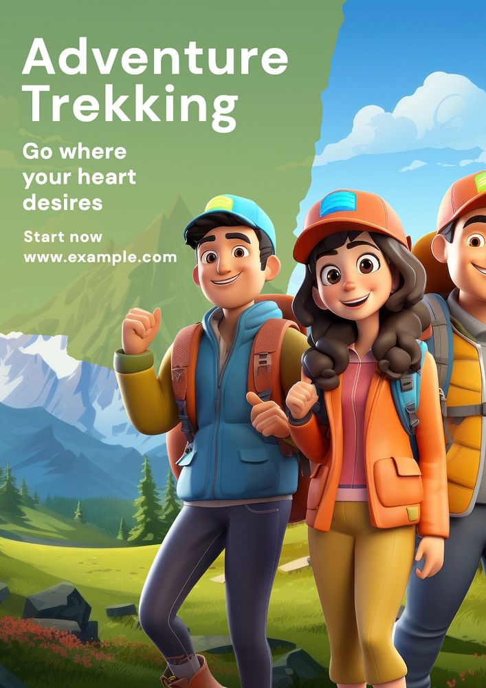 Adventure trekking  poster template, editable text and design