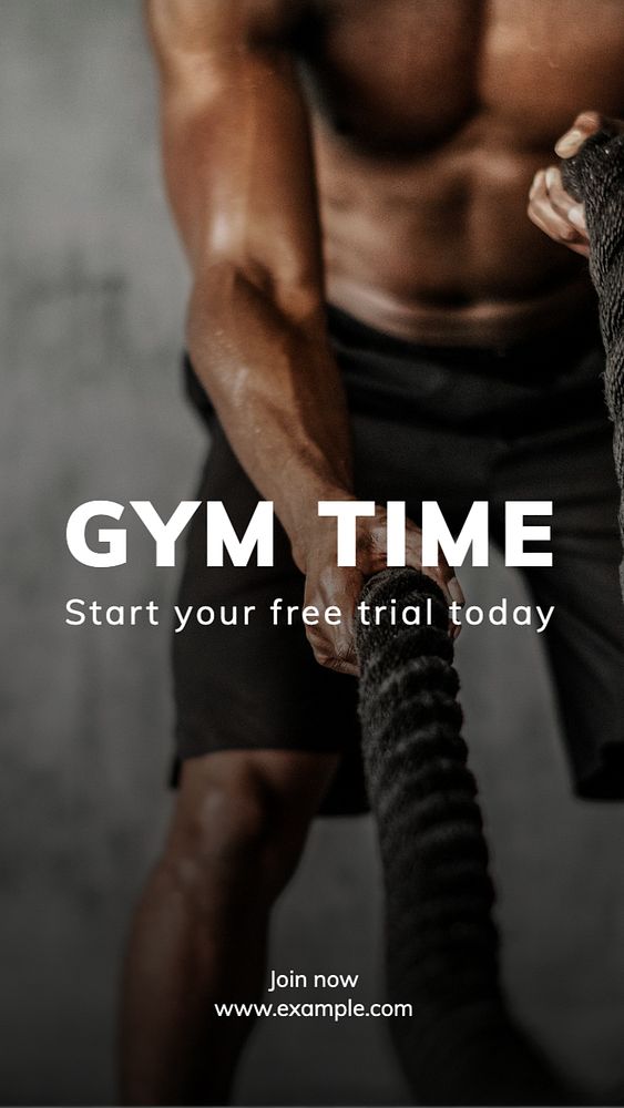 Gym time  Instagram story template, editable text