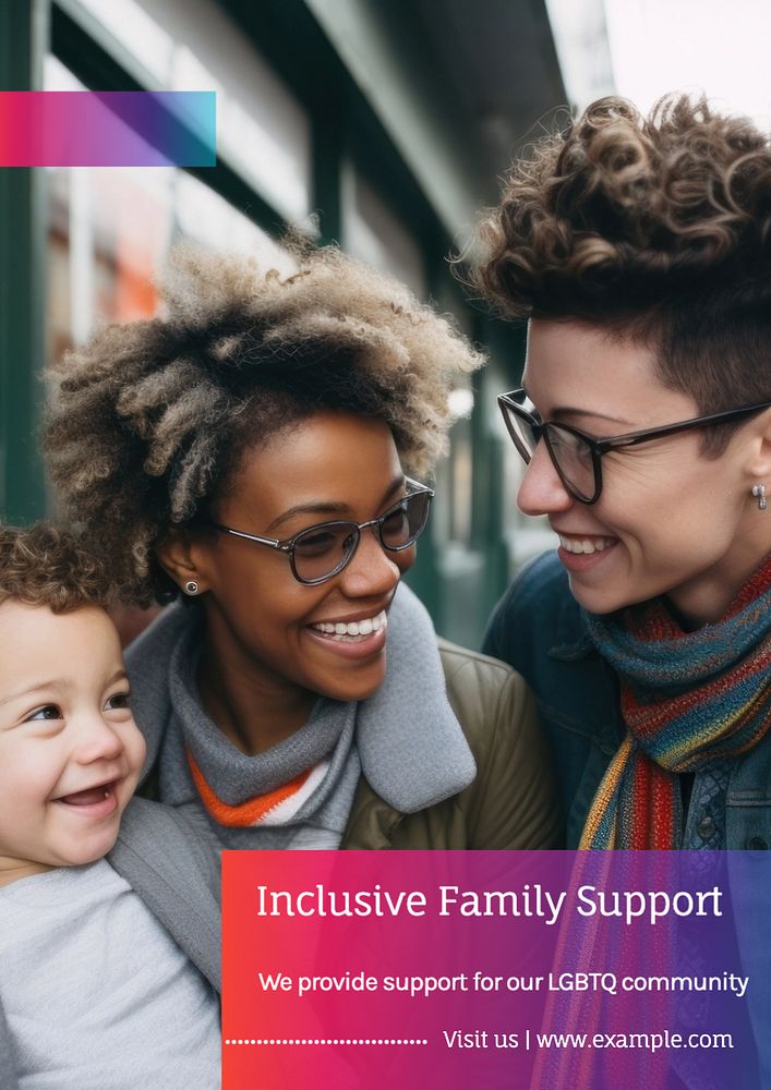 Inclusive family support  poster template, editable text and design