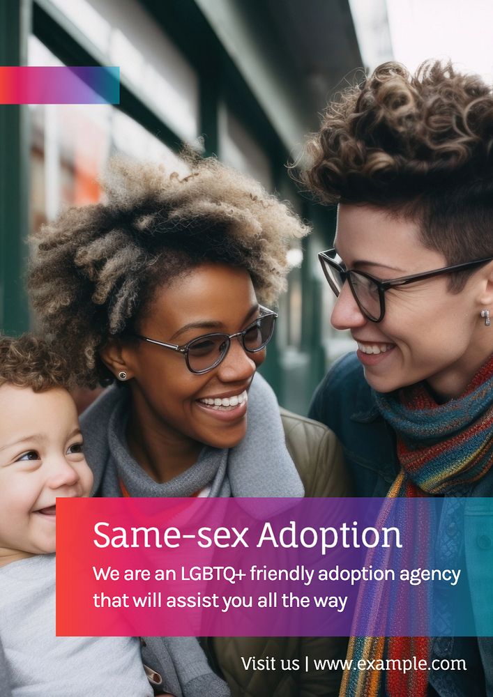 Same-sex adoption  poster template, editable text and design