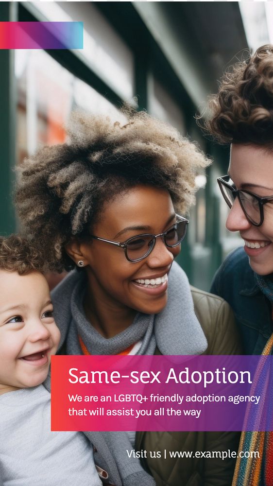 Same-sex adoption  Instagram story template, editable text