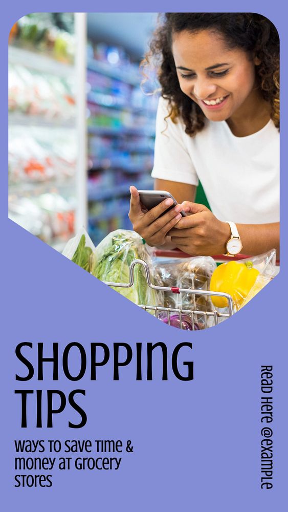 Shopping tips  Instagram story template, editable text