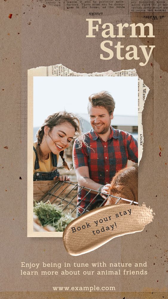 Farm stay  Instagram story template, editable text