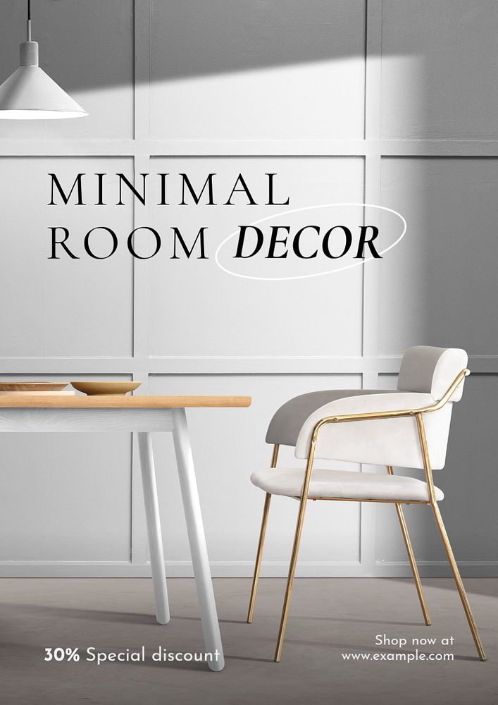 Minimal room decor  poster template, editable text and design