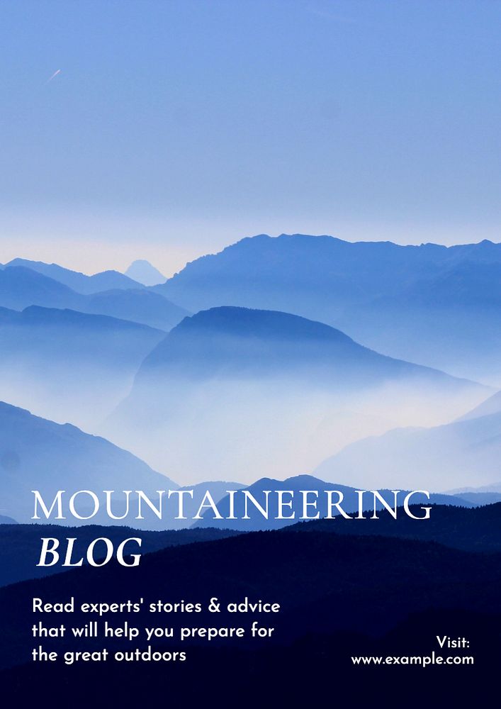 Mountaineering blog  poster template, editable text and design