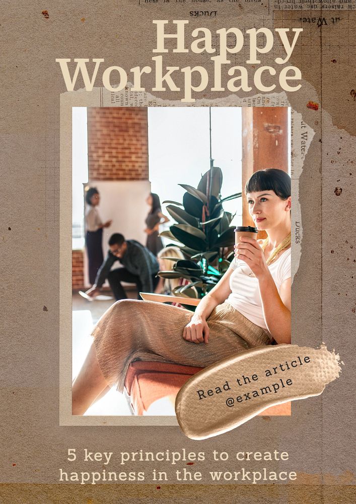 Happy workplace  poster template, editable text and design