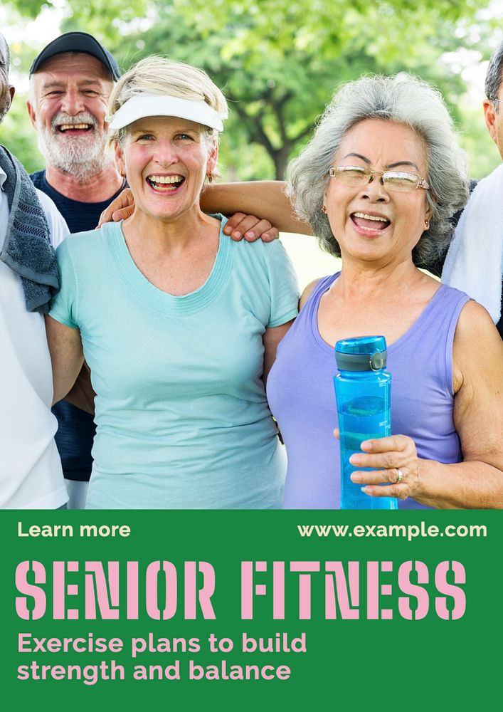 Senior fitness  poster template, editable text and design