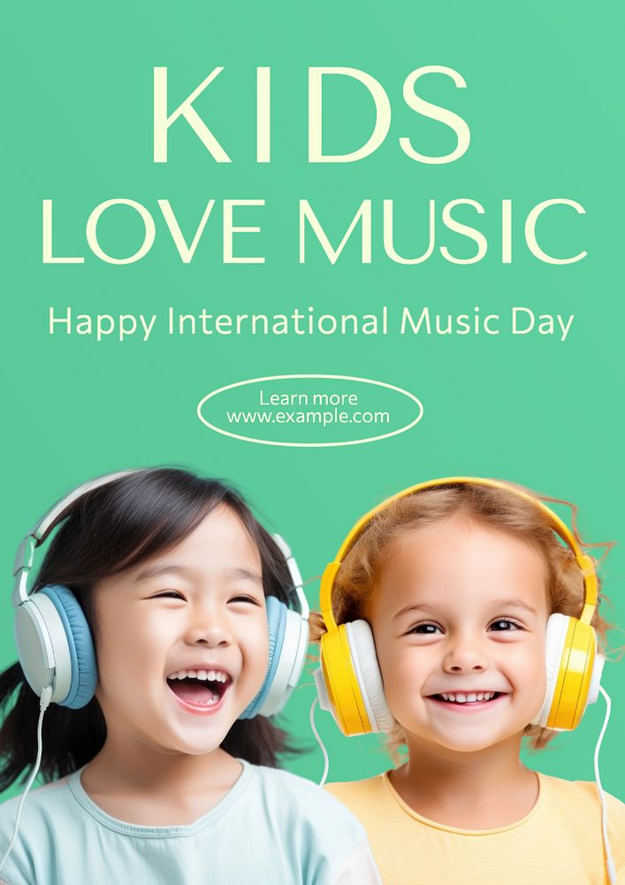 Kids love music poster template, editable text and design