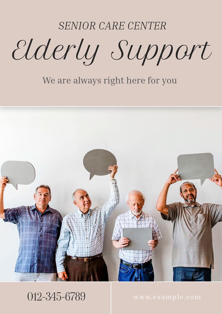 Senior support  poster template, editable text and design