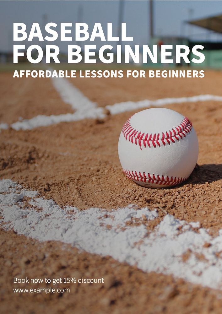 Baseball lessons  poster template, editable text and design