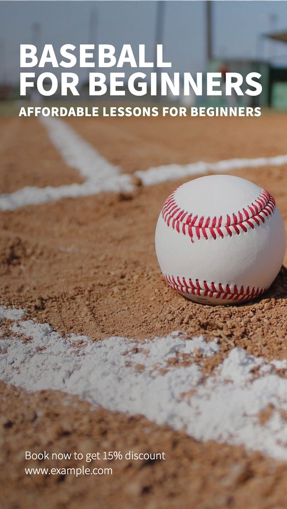 Baseball lessons  Instagram story template, editable text