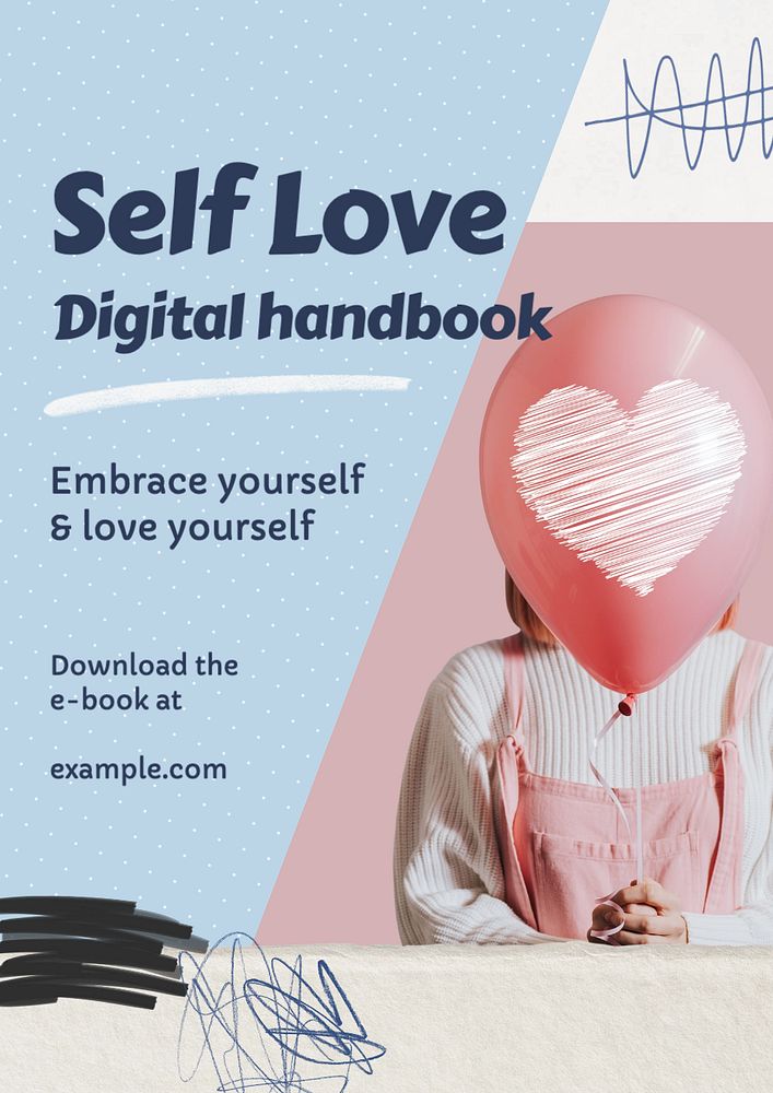 Self love ebook  poster template, editable text and design