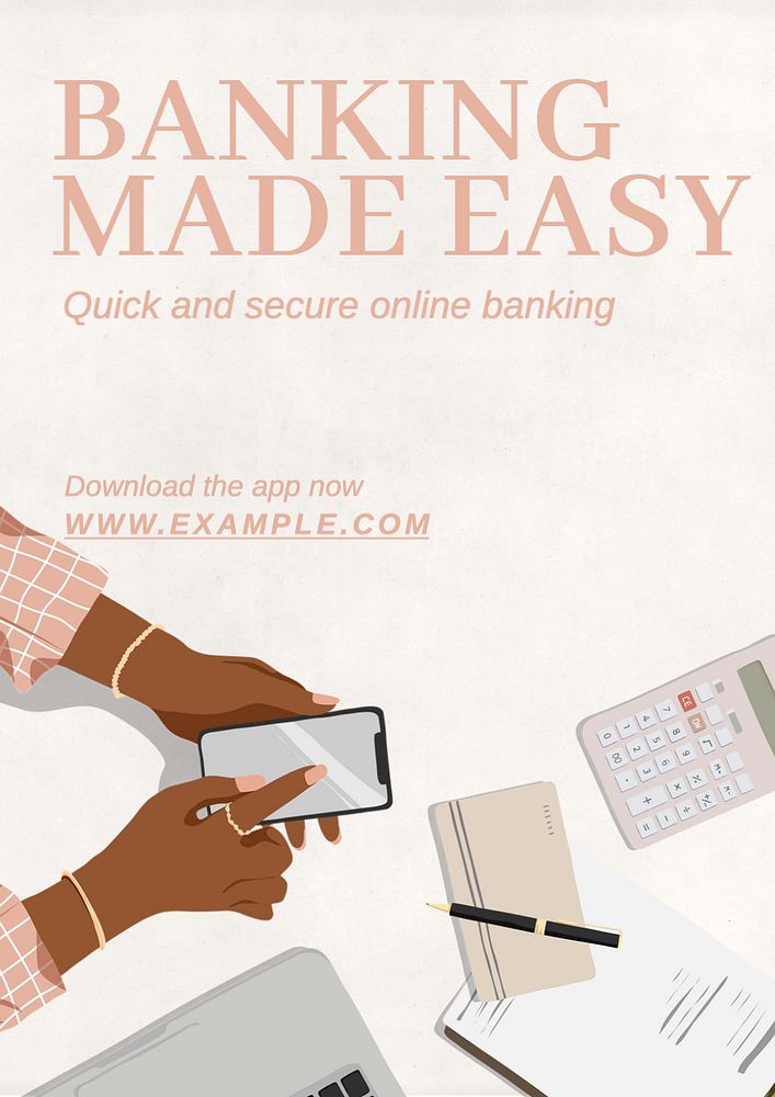 Online banking poster template, editable text and design