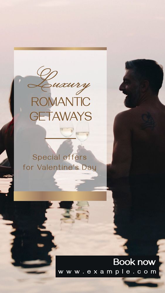 Luxury romantic getaway  Instagram story template, editable text