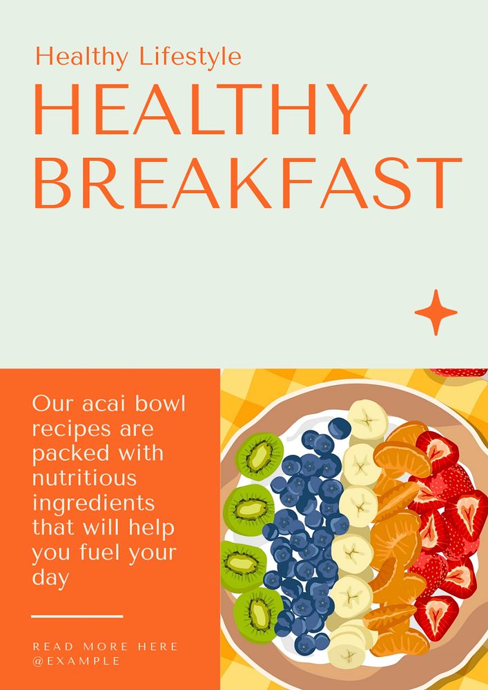 Healthy breakfast  poster template, editable text and design