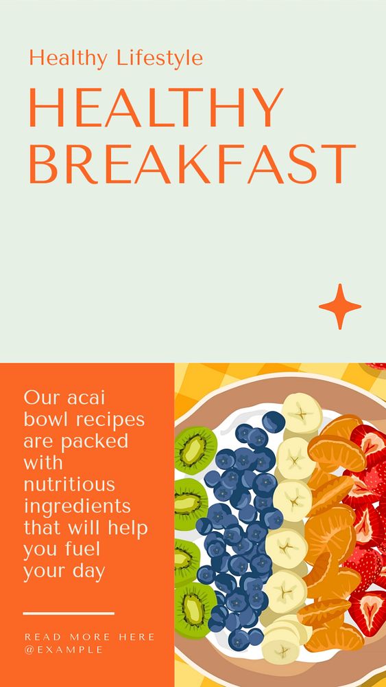 Healthy breakfast  Instagram story template, editable text