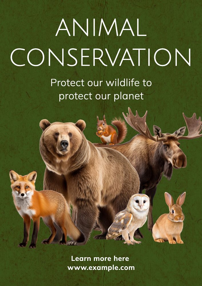 Animal conservation poster template, editable text and design