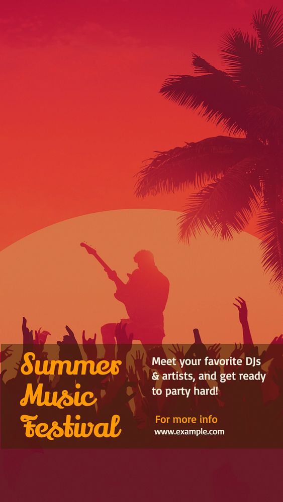 Summer music festival  Instagram story template, editable text